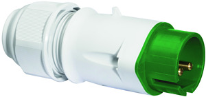 CEE Kleinsp.-Stecker 2x32A 2-polig 4h IP44 b.50V 100-200Hz