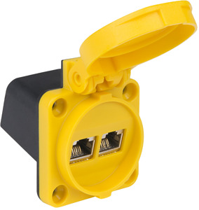 Datendoppeldose Cat6a gelb mit Deckel