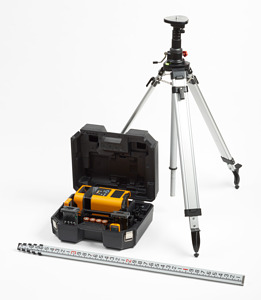Rotationslaser-Kit rot mit Stativ und Nivellierlatte