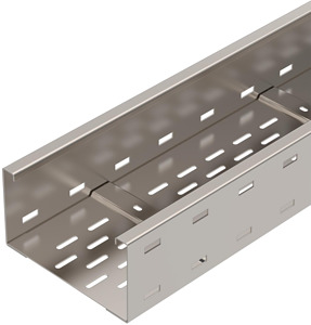 Weitspannkabelrinne gelocht, Boden gesickt 110x200x6000, A2, 1.4301, 2B