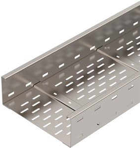 Weitspannkabelrinne gelocht, Boden gesickt 110x300x6000, A2, 1.4301, 2B