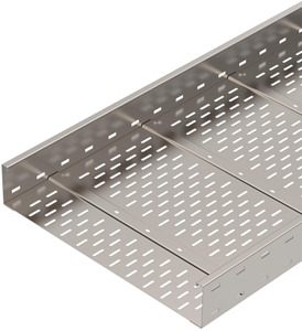 Weitspannkabelrinne gelocht, Boden gesickt 110x600x6000, A2, 1.4301, 2B