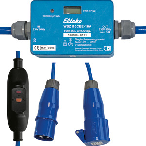 Mobiler Wechselstromzähler mit Pers onenschutz-Zwischenschalter, MID geeicht