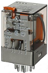 Industrierelais 230VAC steckb. 10A 2Wechs. Prüftas./m.Anz.
