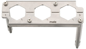 Halterahmen, für Stifteinsätze, 3x Han HC Modular 350, Baugröße: 16 B