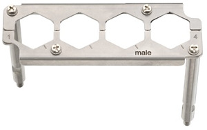 Halterahmen, für Stifteinsätze, 4x Han HC Modular 350, Baugröße: 24 B