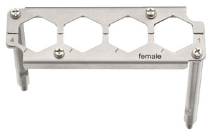 Halterahmen, für Buchseneinsätze, 4 x Han HC Modular 350, Baugröße: 24 B