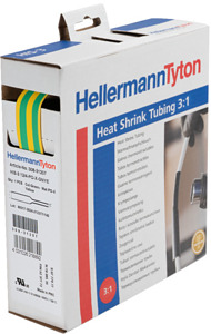 Warmschrumpfschlauch 3:1 (12/4mm), grün/gelb, 5 m Rolle
