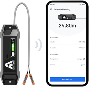 Digitales Kabellängenmessgerät Aufmaster in schwarz