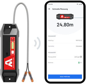 Digitales Kabellängenmessgerät Aufmaster in rot