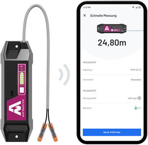 Digitales Kabellängenmessgerät Aufmaster in violett