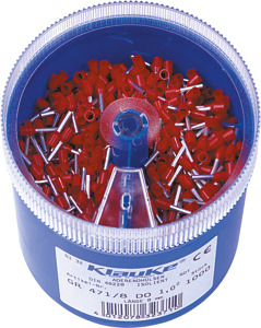 Streudose mit isolierten Aderendhülsen