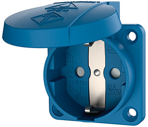 Anbausteckdose 16A 2-polig+E Schuko 230V blau