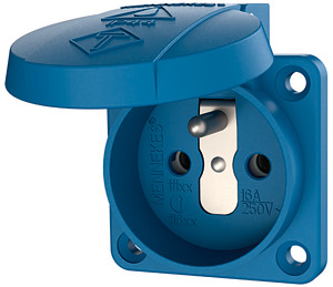 Anbausteckdose 16A 2-polig+E Schuko 230V blau