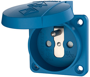 Anbausteckdose 16A 2-polig+E Schuko 230V blau