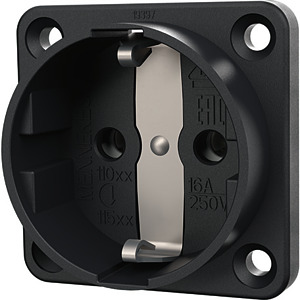 Anbausteckdose 16A 2-polig+E Schuko 230V schwarz