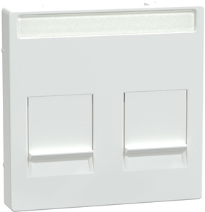 Zentralplatte f.Modular Jack 2-fach Schriftf.u.Staubschutzsch., aktivws