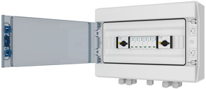 PV DC Strang- und Übersp.schutzbox n + Montageplatte für Einbausteckdosen