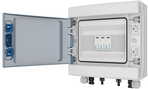 PV DC Strang- und Übersp.schutzbox n + Montageplatte für Einbausteckdosen