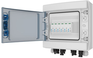 PV DC Strang- und Übersp.schutzbox n + Montageplatte für Einbausteckdosen