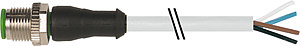 M12 Stecker gerade PUR-OB 4x0,34 grau schleppk. 20m