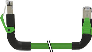 RJ45 St. 90°oben/ RJ45 St. 90°links PUR 2x2xAWG22 geschirmt gn UL/CSA 1