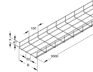 U-Mini-Gitterrinne 60x60mm d=3,5mm Edelstahl Werkstoff-Nr.: 1.4301 1.4