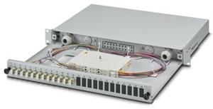 19Z-Spleißbox, grau, 1 HE, komplett spleißfertig vorkonfektioniert, für 12x