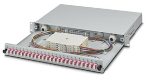 19Z-Spleißbox, grau, 1 HE, komplett spleißfertig vorkonfektioniert, für 24x