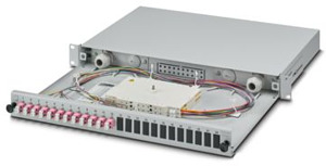 19Z-Spleißbox, grau, 1 HE, komplett spleißfertig vorkonfektioniert, für 12x