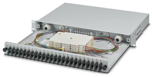 19Z-Spleißbox, grau, 1 HE, komplett spleißfertig vorkonfektioniert, für 24x