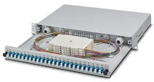 19Z-Spleißbox, grau, 1 HE, komplett spleißfertig vorkonfektioniert, für 24x