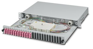 19Z-Spleißbox, grau, 1 HE, komplett spleißfertig vorkonfektioniert, für 12x