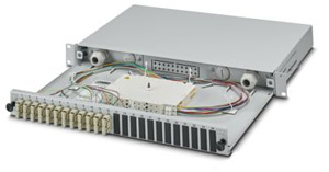 19Z-Spleißbox, grau, 1 HE, komplett spleißfertig vorkonfektioniert, für 12x