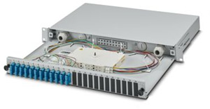 19Z-Spleißbox, grau, 1 HE, komplett spleißfertig vorkonfektioniert, für 12x