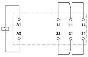 Miniaturrelais 24VDC 2W steckbar Leistungskontakt 8A