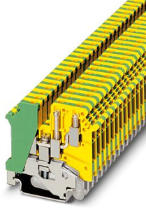 Zwillings-Schutzleiterklemme 4qmm gn-ge m.Universalfuss b=6,2mm