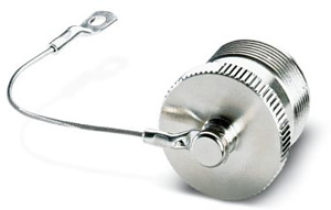 Metall-Staubschutzkappe mit Stahlse l für M23-Hybridsteckverbinder mit