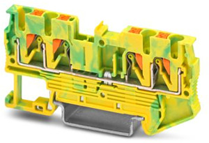 Vierleiter-Reihenklemme 2,5qmm Schenkelfederanschluss grün-gelb