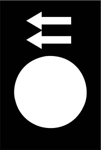 Symbolschild Hubwerk senken Ab V2 schwarz