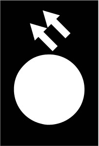 Symbolschild Kranfahrwerk links Rückwärts V2 schwarz