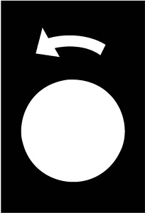 Symbolschild Drehwerk links Linksdrehung V1 schwarz