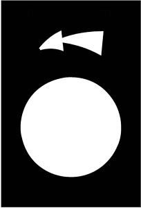 Symbolschild Drehwerk links Linksdrehung V1-V2 schwarz