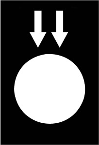 Symbolschild Hubwerk senken schwarz
