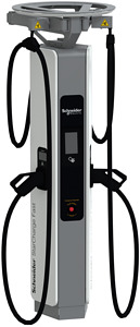 Ladesäule, Schneider StarCharge Fas t 720, 2x CCS2, 4,6 m Kabel, Kabelmanage