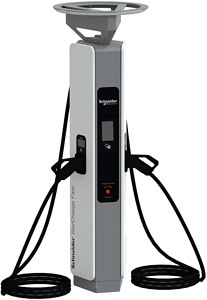 Ladesäule, Schneider StarCharge Fas t 720, 2x CCS2, 7,4 m Kabel, Kabelmanage