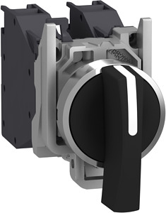 Wahlschalter, Harmony XB4, Metall, Knebel lang, Ø22mm, 3-Stellungen, 2 S, A