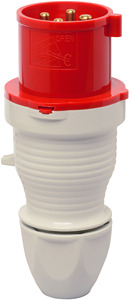 Stecker 32A 4P 6h schraubenlos und mit außenliegender Kabelverschraubu