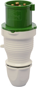 Stecker Kabelknickschutz 32A CEEtyp 230V 50/60HZ 10h gn 4p IP44