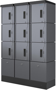 Pedelecsäule CUBE 9 Ladefächer PIN-Verriegelung